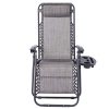 BTEXPERT Adjustable Steel Mesh Zero Gravity Lounge Chairs Outdoor Patio Recliner Beach Yard Garden with Pillow Utility Tray Cup Holder Gray Case Pack (Set of 2 pcs), Two Piece, Grey