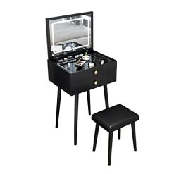 ENGENDER Makeup Vanity Vanity Table Set Flip Dresser Modern Minimalist Small Dresser for Bedroom Ladies Fashion Dresser Dresser with Drawers Vanity Table (Color : A, Size : L50cm)