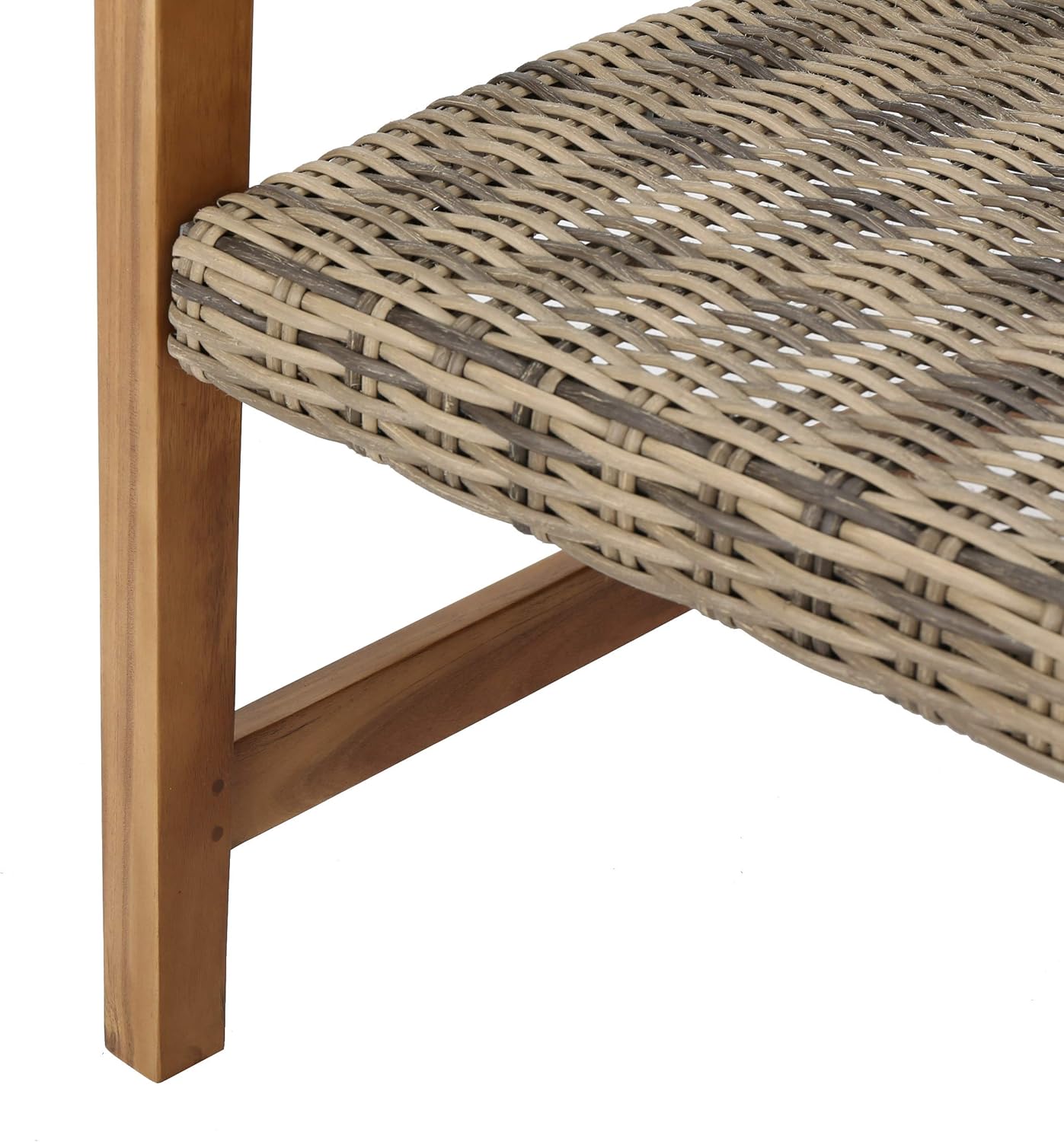 Christopher Knight Home Hampton Outdoor Mid-Century Wicker Club Chairs with Acacia Wood Frame, 2-Pcs Set, Natural Stained / Grey - Image 9